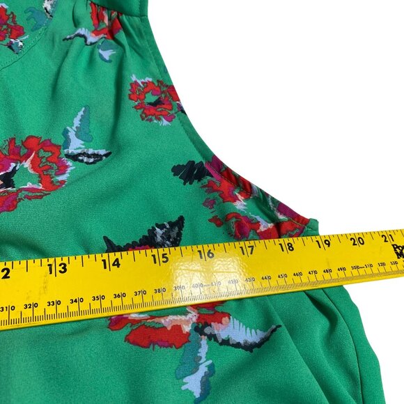 Rachel Zoe Floral Bow Tie Sleeveless Blouse M Green‎ & Red Career - Picture 7 of 8